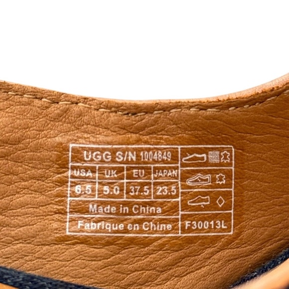 UGG Slingback Pumps Heels Peep Toe Shoe Blue Denim Brown Leather Womens Size 6.5 - Picture 11 of 12